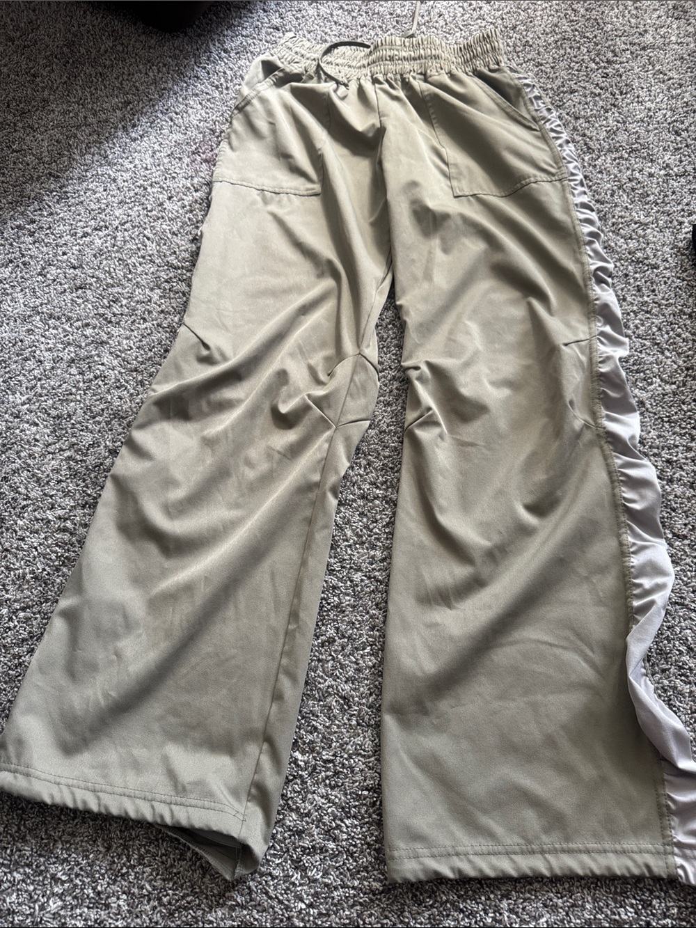 Five the Label-  Wide-Leg Track Pants in Light Olive (ADULT SMALL)